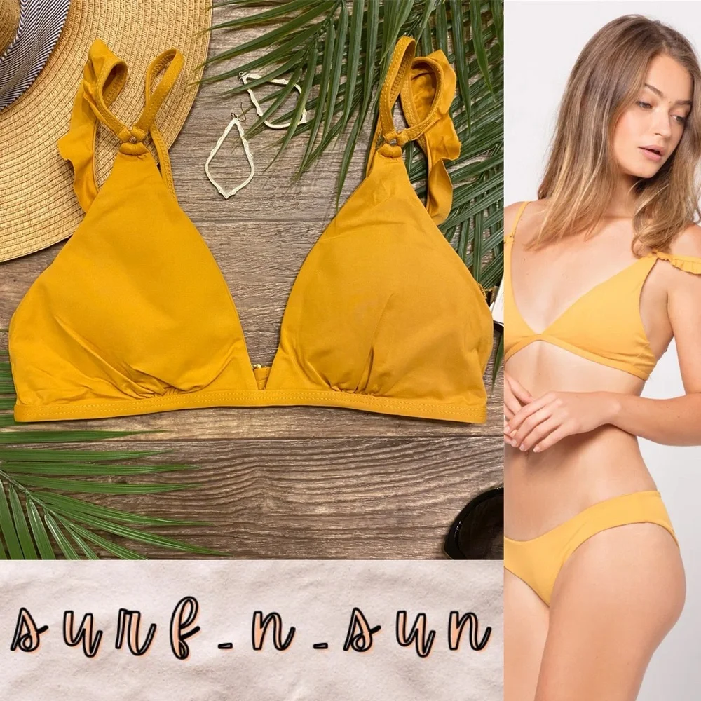 L*Space Inka Gold Kingsley Ruffle Tri Bikini Top